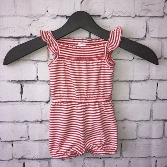 Cute Coral Striped Jumpsuit  - Picture 2 of 2